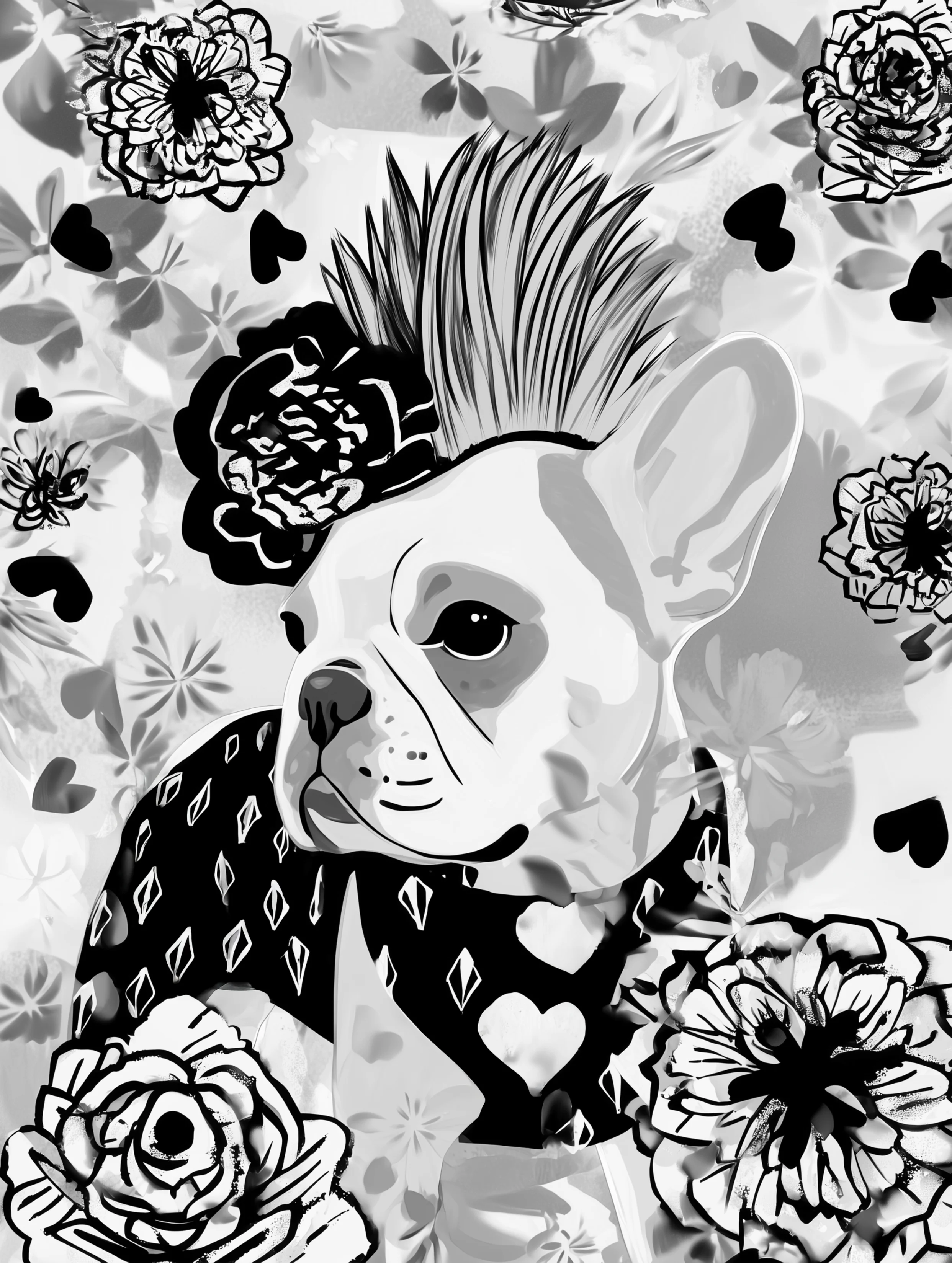 Free printable french bulldog coloring page featuring a light mohawk french bulldog